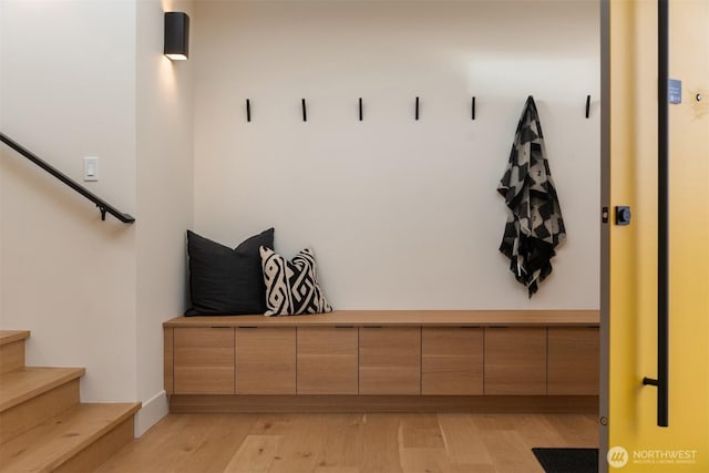 mudroom with light wood-type flooring