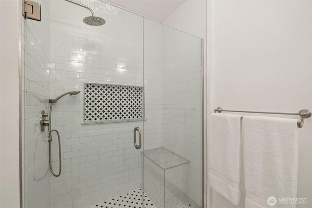 full bathroom featuring a stall shower