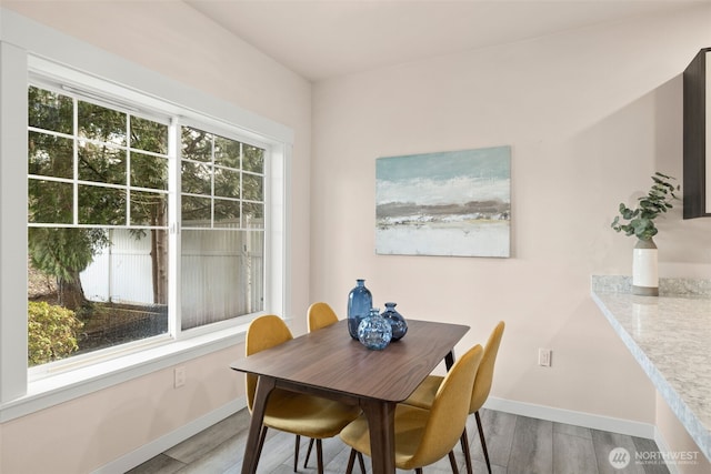 dining room featuring baseboards and wood finished floors