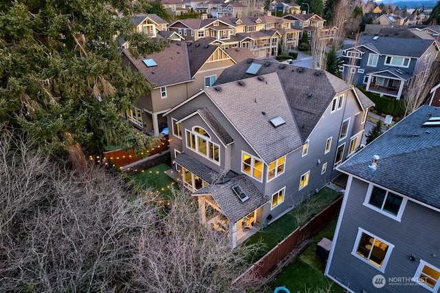 drone / aerial view with a residential view