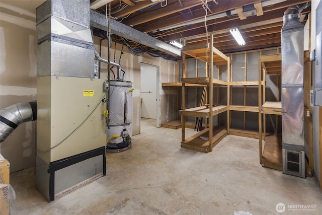 unfinished below grade area with water heater