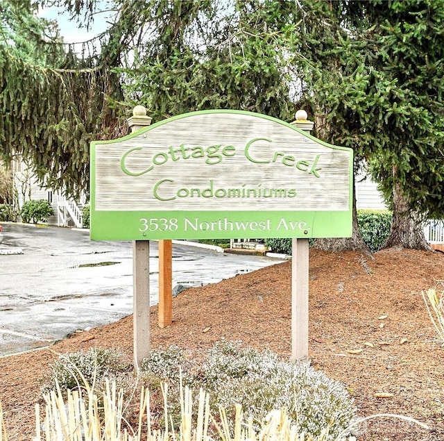 view of community sign