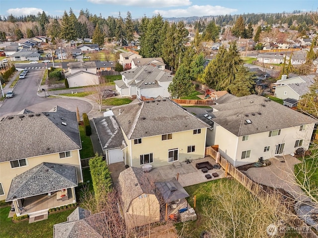 birds eye view of property with a residential view