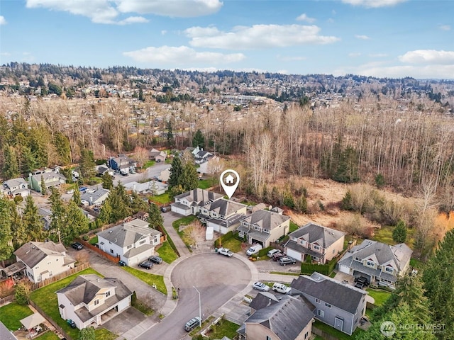 drone / aerial view with a residential view