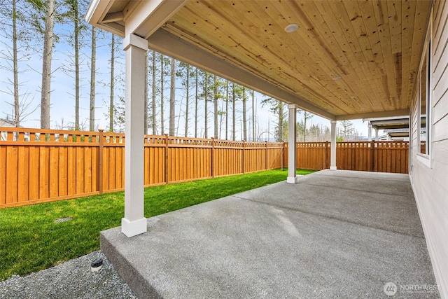 view of patio featuring a fenced backyard