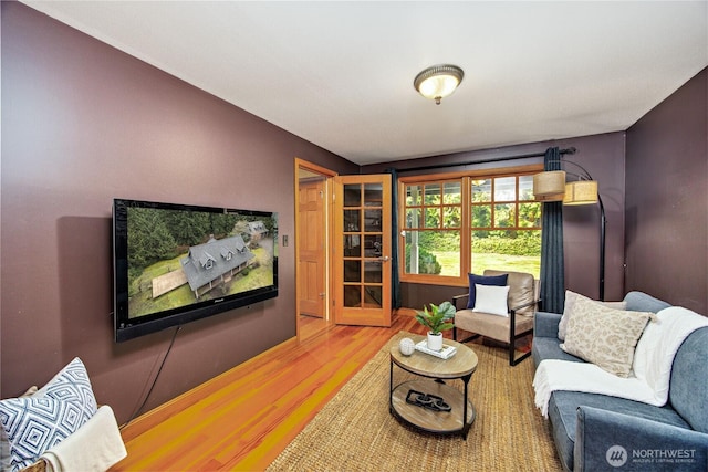 living room with wood finished floors