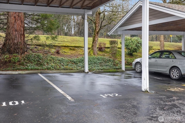 view of covered parking lot