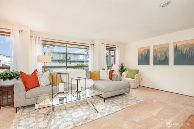 living area with carpet floors