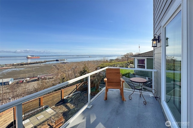 balcony with a water view