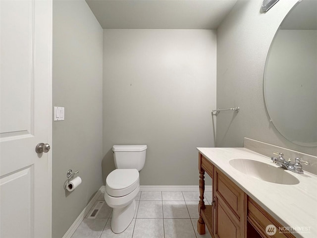 602 Mccomb Rd, Sequim, WA 98382 - half bathroom featuring toilet, tile patterned floors, vanity, and baseboards