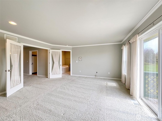 602 Mccomb Rd, Sequim, WA 98382 - unfurnished room featuring light carpet, visible vents, baseboards, and crown molding