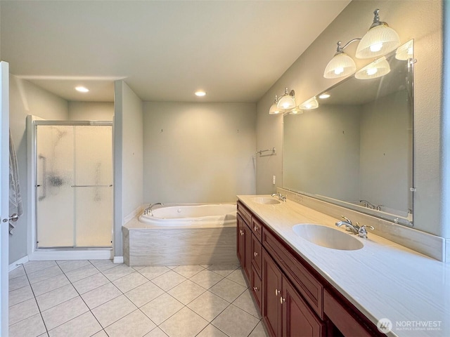 602 Mccomb Rd, Sequim, WA 98382 - full bath featuring tile patterned flooring, double vanity, a bath, and a sink