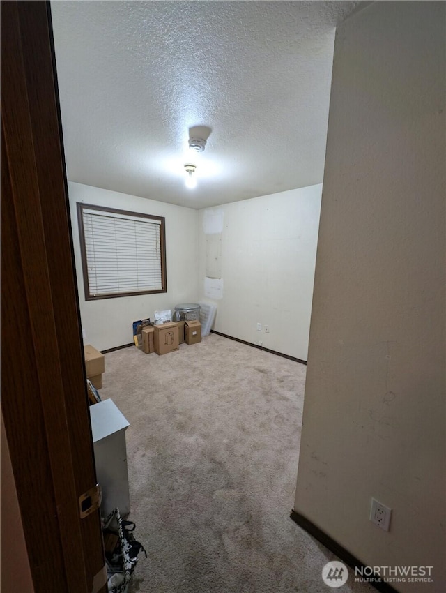 empty room featuring a textured ceiling and carpet