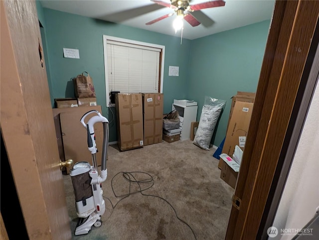 interior space featuring a ceiling fan