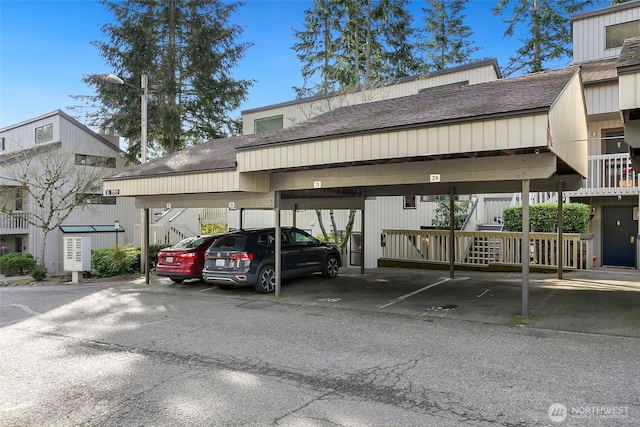 view of covered parking lot