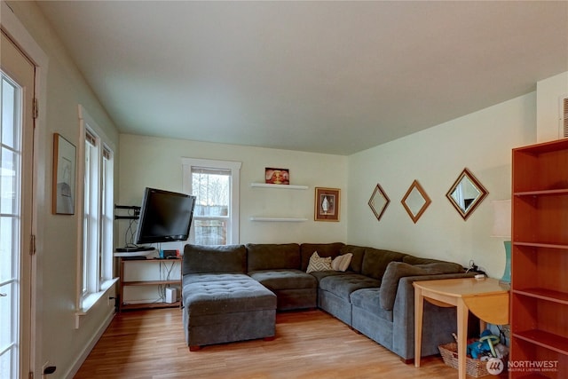 living area featuring wood finished floors