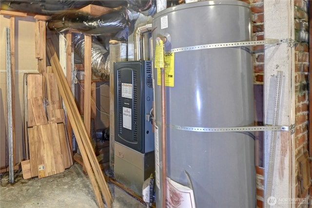 utility room with secured water heater