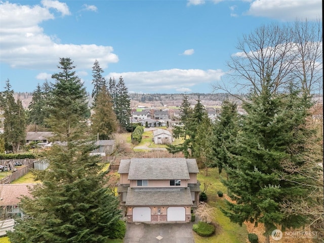 aerial view with a residential view