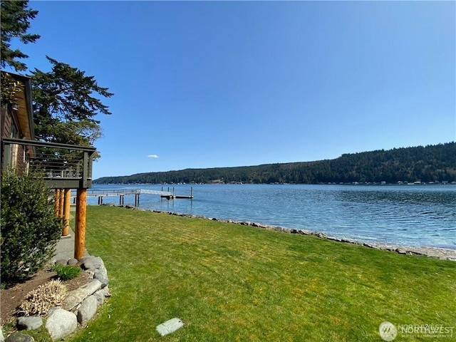 water view with a boat dock