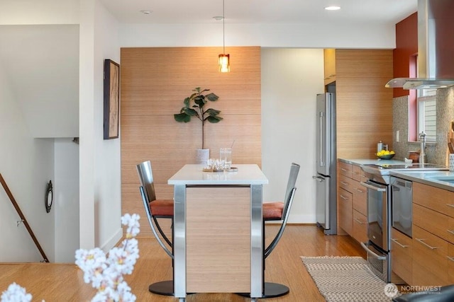 dining room with light wood-style floors