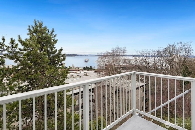 balcony with a water view