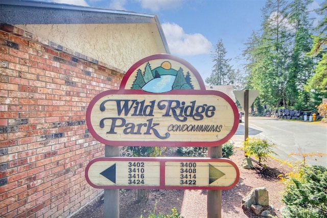 view of community sign