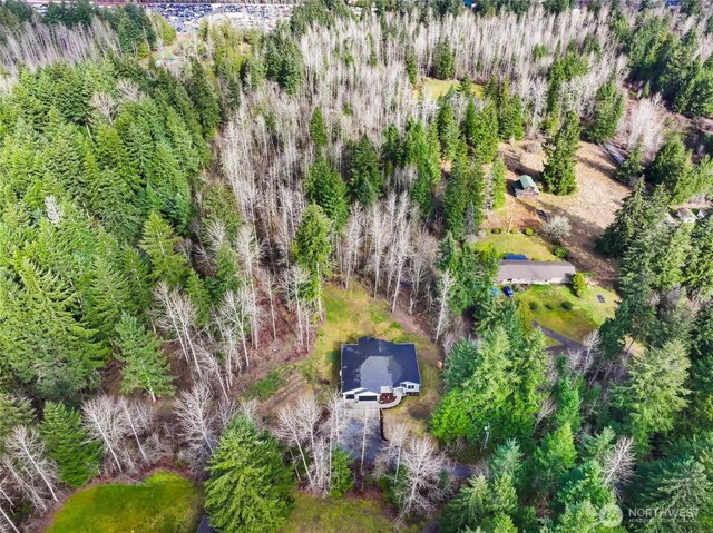 10707 212th St E, Graham, WA 98338 - birds eye view of property featuring a view of trees