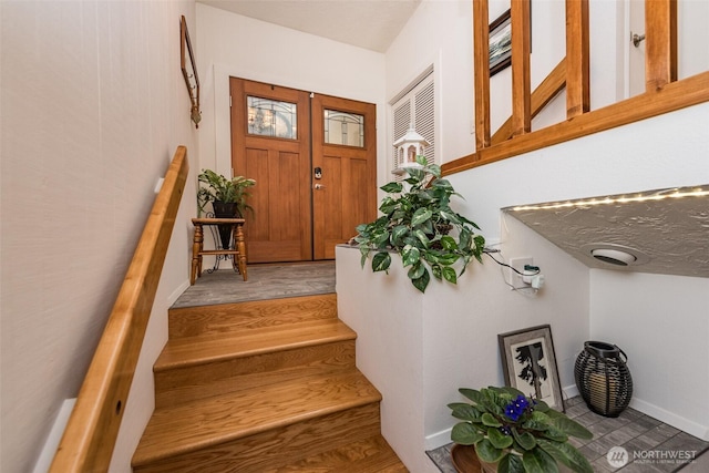 stairs with baseboards