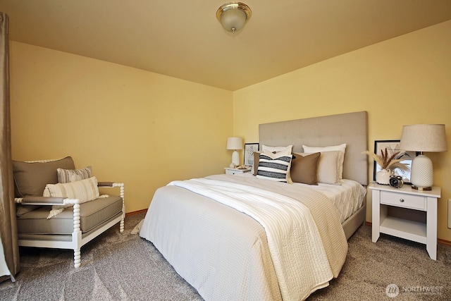 bedroom with carpet floors and baseboards