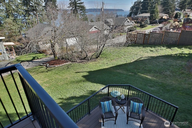 view of yard with a deck