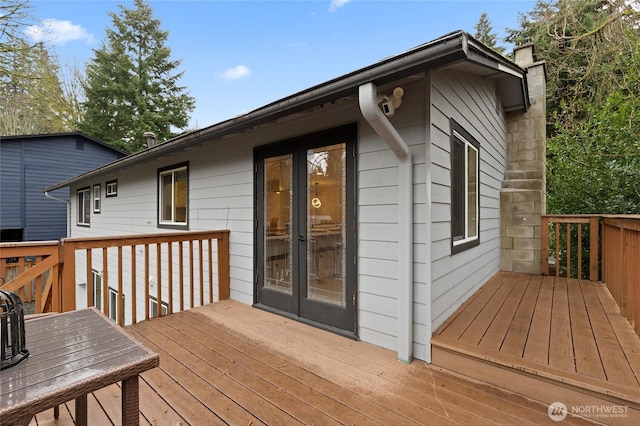 wooden deck with french doors