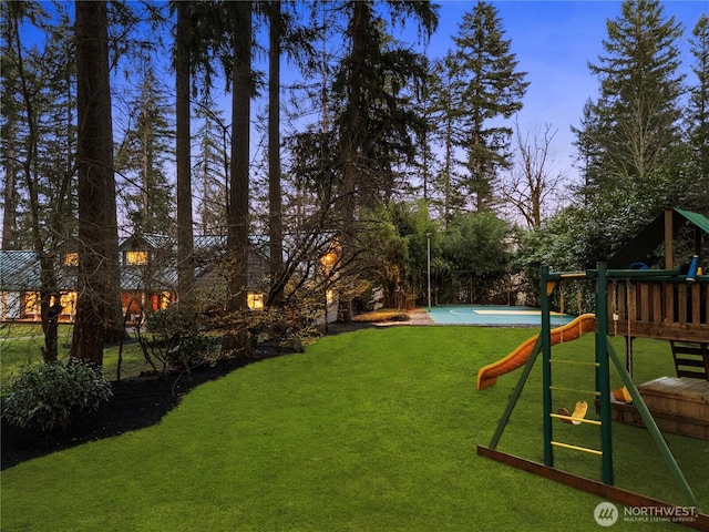 view of yard featuring a playground