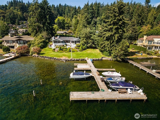 dock area featuring a water view