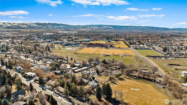 aerial view with a mountain view