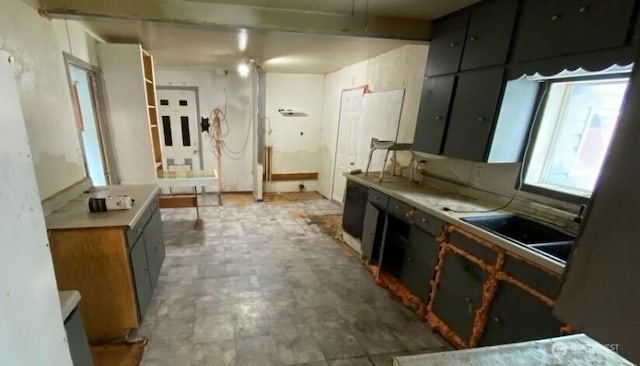 kitchen featuring light countertops and a sink