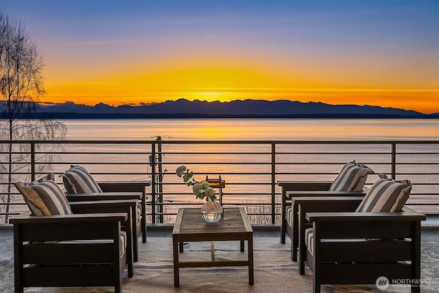 balcony featuring a mountain view