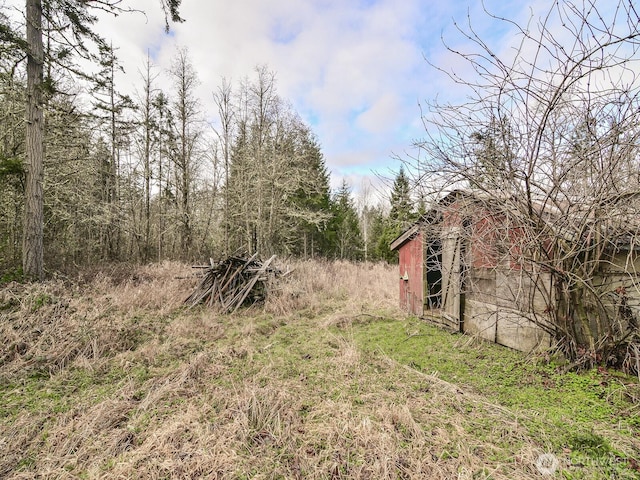 view of yard with an outbuilding