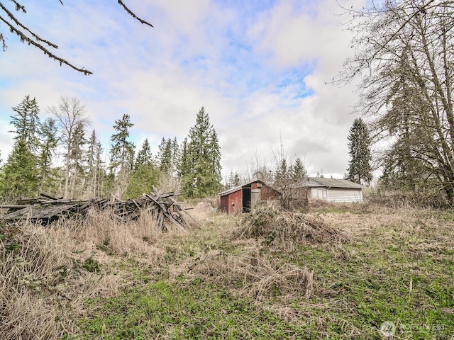 view of yard featuring an outbuilding