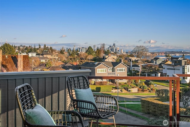 balcony featuring a residential view and a view of city