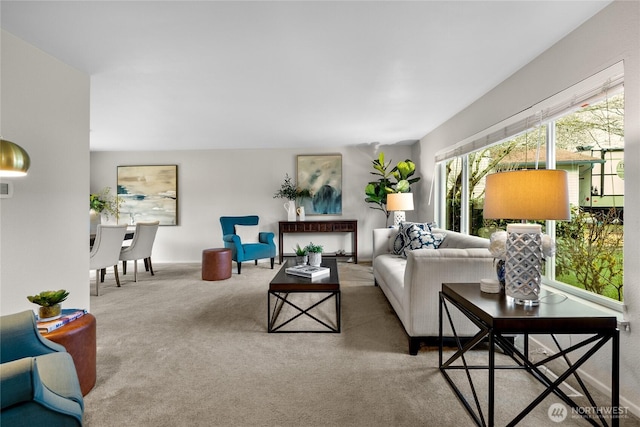 living room featuring carpet floors