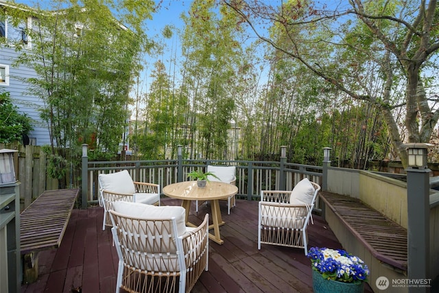 wooden deck with outdoor lounge area