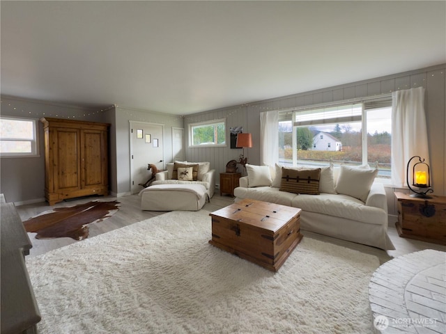 living area with baseboards