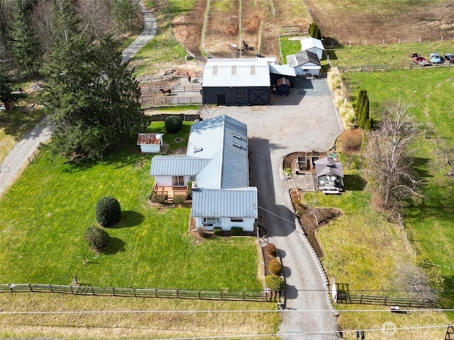 bird's eye view with a rural view