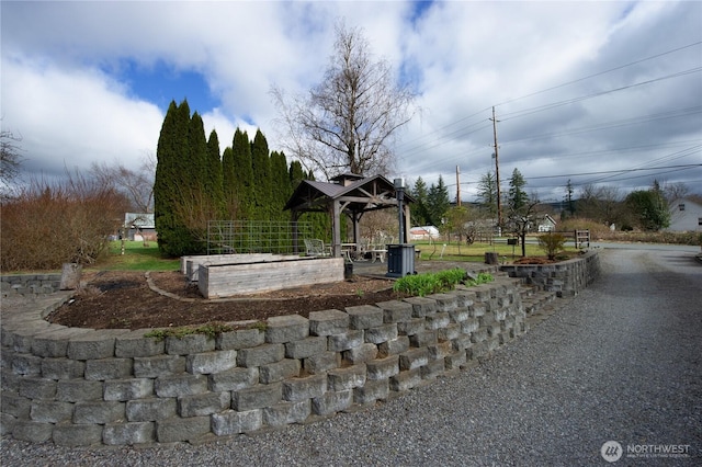 exterior space featuring a gazebo