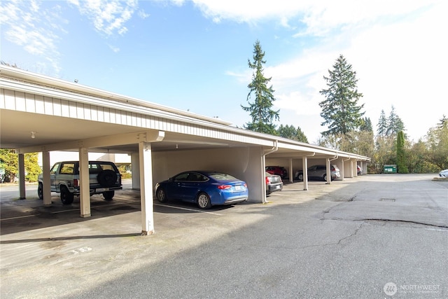 view of covered parking lot