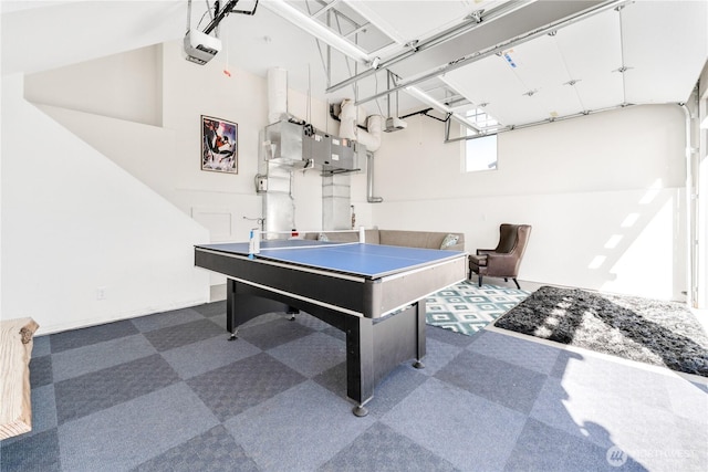 game room with a garage