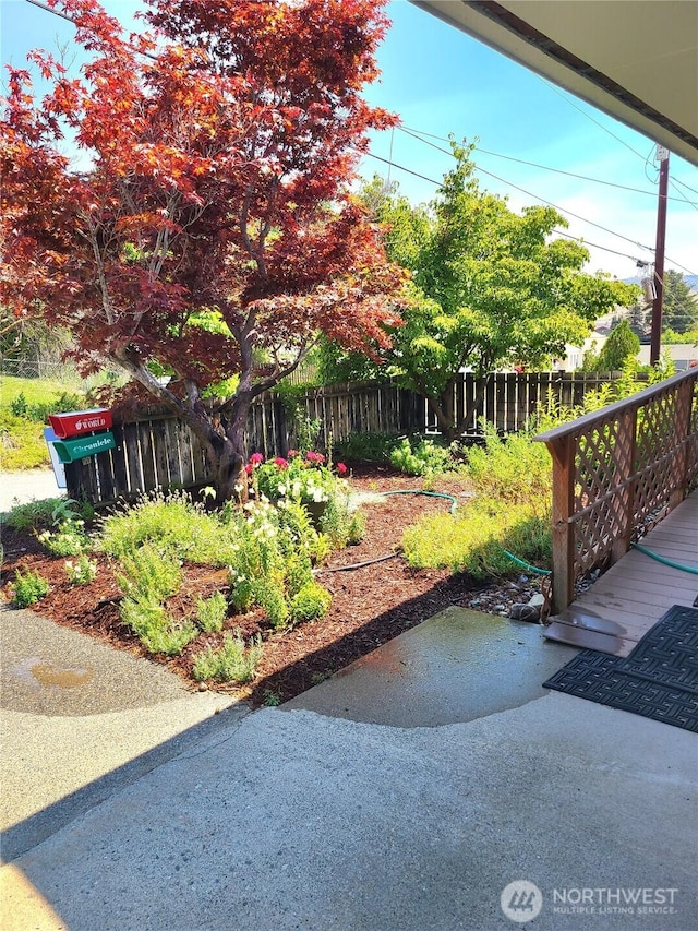 view of yard with a patio area and fence