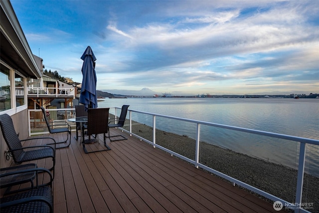 deck with a water view