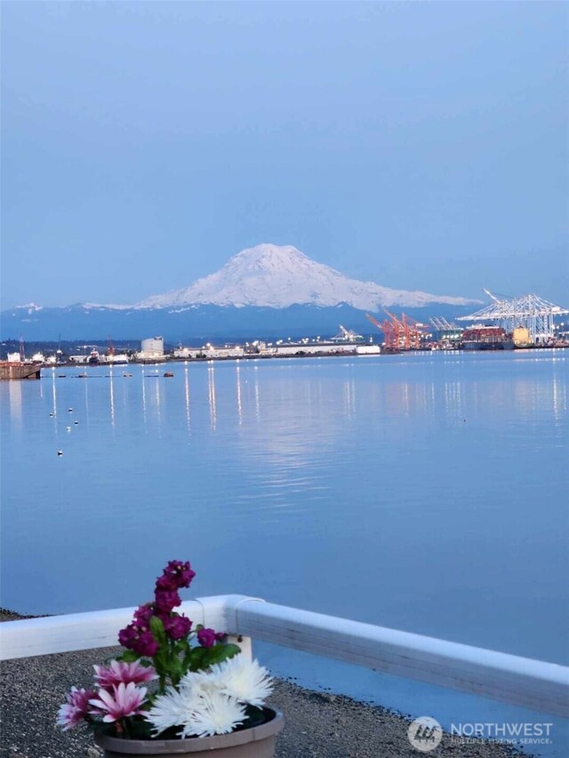 view of water feature with a mountain view