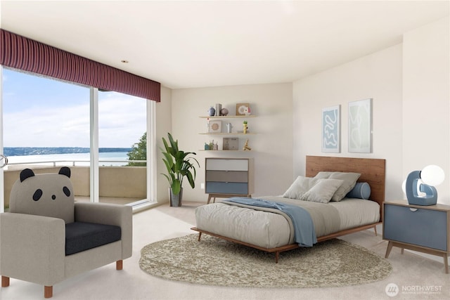 carpeted bedroom featuring access to exterior